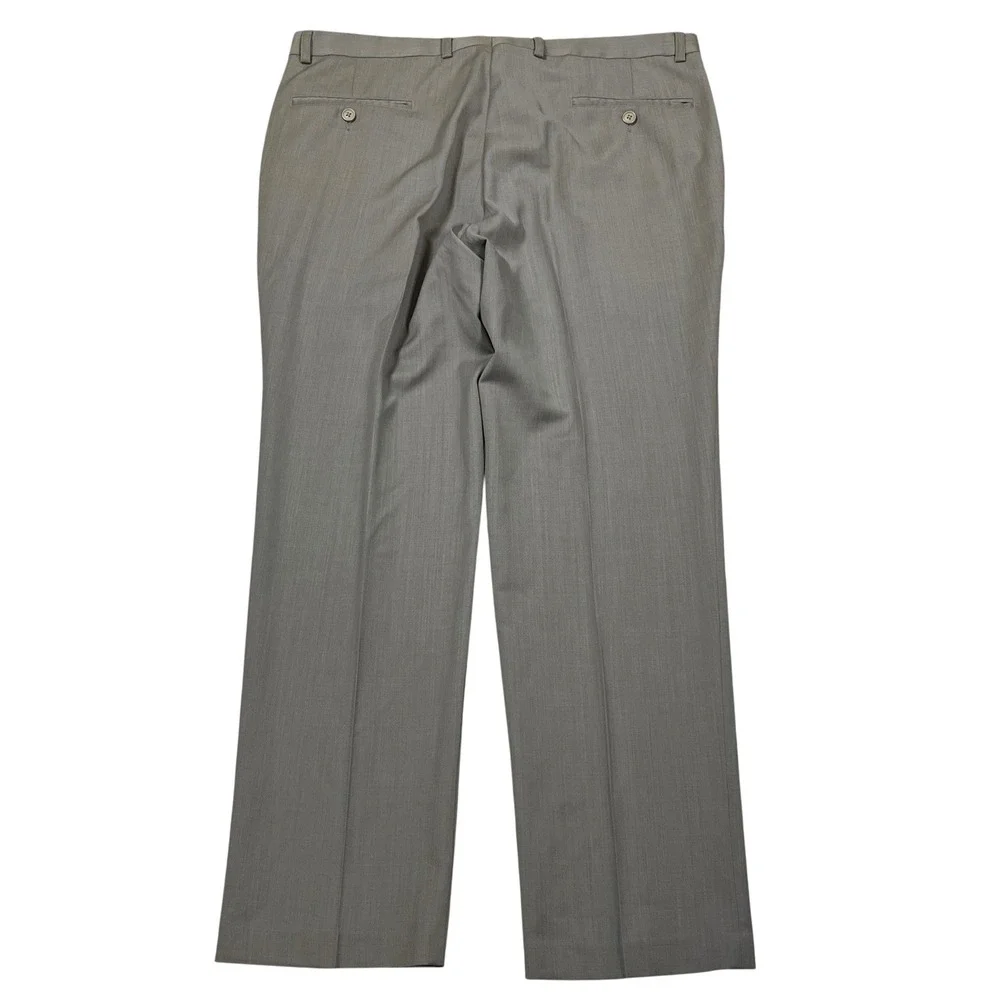 Jos A Bank Traveler Dress Pants Mens 36x30, Fits 37x30 Tan 100% Wool Flat Front
